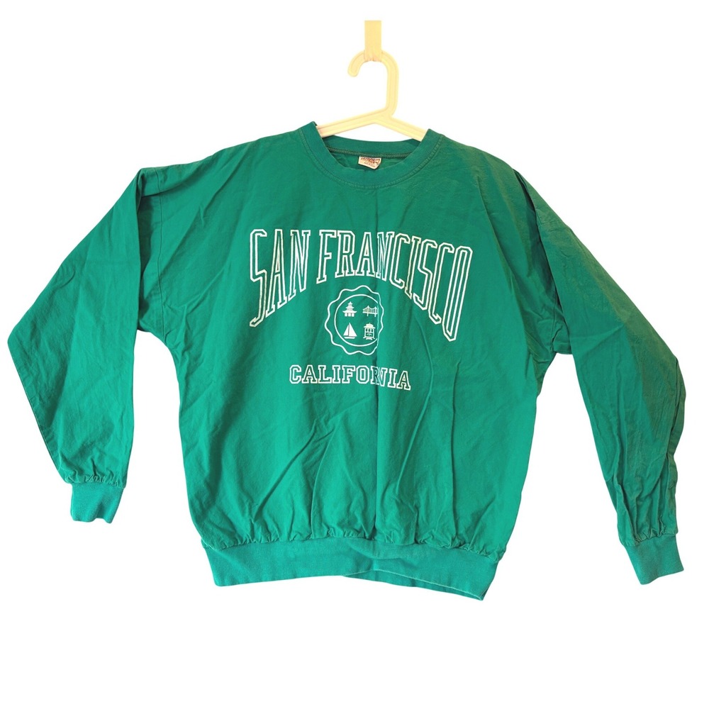 San Francisco California Green Long Sleeve Crewneck Sweatshirt